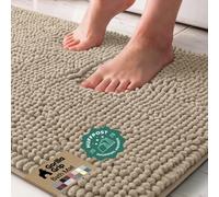 GORILLA GRIP Bath Rug Mat for Bathroom, Absorbent Chenille 24x17 Gray Beige | Soft Thick Quick Dry Microfiber Mats, Rubber Backing, Machine Washable Tub and Shower Floor Rugs, Home Decor Essentials
