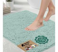 GORILLA GRIP Bath Rug Mat for Bathroom, Absorbent Chenille, 30x20 Sea Blue