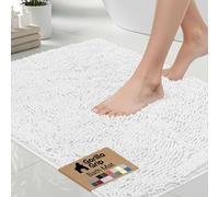 GORILLA GRIP Bath Rug Mat, Thick Soft Absorbent Chenille, Quick Dry Microfiber Mats, Rubber Backing Machine Washable Shower Floor Rugs, Bathmat Runner, Bathroom Home Decor Accessories, 24x17, White
