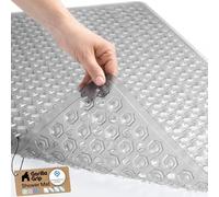 GORILLA GRIP Bath Tub Shower Mat, Bathtub Floor Liner, 35x16 Clear Gray