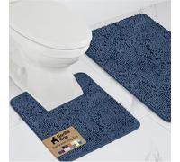 GORILLA GRIP Bathroom Rug Sets, Soft Chenille 2 Piece Area Rugs Set, Toilet Base Mat and 30x20 Carpet, Absorbent Microfiber Washable Mats Dry Quickly, Home Décor and Bath Room Accessories, Navy Blue