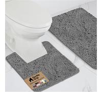 GORILLA GRIP Bathroom Rug Sets, Soft Chenille 2 Piece Area Rugs Set, Toilet Base Mat and 30x20 Carpet, Absorbent Microfiber Washable Mats Dry Quickly, Home Décor and Bath Room Accessories, Grey