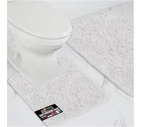 GORILLA GRIP Bathroom Rug Sets, Soft Chenille 2 Piece Area Rugs Set, Toilet Base Mat and 30x20 Carpet, Absorbent Microfiber Washable Mats Dry Quickly, Home Décor and Bath Room Accessories, White