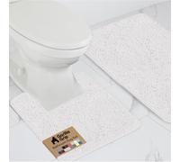 GORILLA GRIP Bathroom Rug Sets, Soft Chenille 2 Piece Area Rugs Set, Toilet Base Mat and 30x20 Carpet, Absorbent Microfiber Washable Mats Dry Quickly, Home Décor and Bath Room Accessories, White