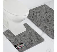 Gorilla Grip Bathroom Rug Sets, Soft Chenille 2 Piece Area Rugs Set, Toilet Base Mat and 30x20 Carpet, Absorbent Microfiber Washable Mats Dry Quickly, Home Décor and Bath Room Accessories, Grey