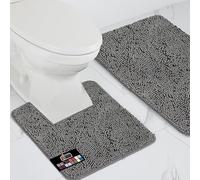 Gorilla Grip Bathroom Rug Sets, Soft Chenille 2 Piece Area Rugs Set, Toilet Base Mat and 30x20 Carpet, Absorbent Microfiber Washable Mats Dry Quickly, Home Décor and Bath Room Accessories, Grey