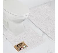GORILLA GRIP Bathroom Rug Sets, Soft Chenille 2 Piece Area Rugs Set, Toilet Base Mat and 30x20 Carpet, Absorbent Microfiber Washable Mats Dry Quickly, Home Décor and Bath Room Accessories, White