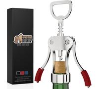 GORILLA GRIP BPA-Free Premium Wine Opener, Heavy Duty Zinc Alloy Wing Corkscrew, Multifunctional Bottle Openers Remove Corks, Caps, Easy to Use Sharp Cork Screw, Dishwasher Safe, Bar Essential, Red