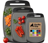 GORILLA GRIP BPA-Free Reversible Kitchen Cutting Board, Set of 3 Gray Black