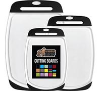The Original GORILLA GRIP Oversized 100% BPA Free Reversible Durable Kitchen Cutting Board Set of 3, Juice Grooves, Dishwasher Safe, Easy Grip Handle Border, Food Chopping Boards, Cooking, Black