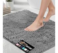 Gorilla Grip Chenille Bath Rug Mat, 43 x 61 cm (Rectangular), Grey