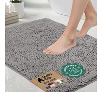 Gorilla Grip Chenille Bath Rug Mat, 43 x 61 cm (Rectangular), Grey