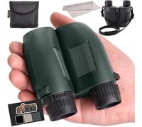 GORILLA GRIP Compact Binoculars, Anti Reflective Lens, Shock and Slip Resistant, Lightweight Image Stabilization, Optical Zoom, Outdoor Travel Accessories, Portable, Hunter Green