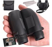 GORILLA GRIP Compact Binoculars, Anti Reflective Lens, Shock and Slip Resistant, Lightweight Image Stabilization, Optical Zoom, Outdoor Travel Accessories, Portable, Black