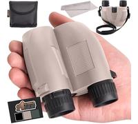 GORILLA GRIP Compact Binoculars, Anti Reflective Lens, Shock and Slip Resistant, Lightweight Image Stabilization, Optical Zoom, Outdoor Travel Accessories, Portable, Khaki