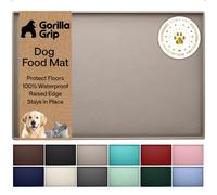 GORILLA GRIP Dog Food Mat, 100% Waterproof Silicone, 26x17 Beige
