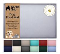 GORILLA GRIP Dog Food Mat, 100% Waterproof Silicone, 26x17 Light Gray
