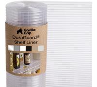 GORILLA GRIP DuraGuard Shelf Liner, Non-Adhesive Cabinet Liners for Kitchen Drawers, Shelves, Refrigerator, Pantry Storage, Bathroom Closet, Durable Waterproof BPA Free Ribbed Plastic, 12x10 Clear