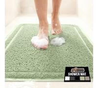 GORILLA GRIP Exfoliating Loofah Shower Mat with Textured Backing, Soft Foot Scrubber for Inside Bathtub, Quick Dry, Easy Drainage Bath Mats Help Keep Tub Floor Clean, Bathroom Essentials, 24x16, Sage