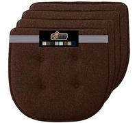 Gorilla Grip Extra Thick Tufted Chair Pad Memory Foam Cushions, Pack of 4 Comfortable Seat Cushion, Durable Slip Resistant, Dining Room Chairs, Office, Kitchen, Large 16x17 Inch, Brown