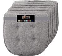 Gorilla Grip Extra Thick Tufted Chair Pad Memory Foam Cushions, Pack of 6 Comfortable Seat Cushion, Durable Slip Resistant, Dining Room Chairs, Office, Kitchen, Large 16x17 Inch, Gray