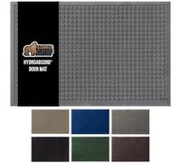 GORILLA GRIP Front Door Mat, Indoor Outdoor Ultra Absorbent HydroAbsorb Doormat, Absorbs Up to 1.7 Cups of Water, Stain and Fade Resistant, Rubber Backing Doormats, Captures Dirt, 29x17 Gray