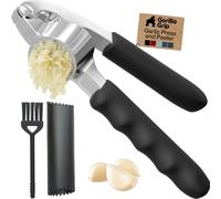 GORILLA GRIP Garlic Peeler and Press Set, Heavy Duty Mincer, Black