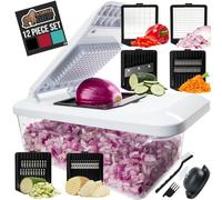 Gorilla Grip Heavy Duty 12-in-1 Vegetable Chopper, 6 Blades, Food Chopper with Container, Onion Chopper, Cucumber Mandoline Slicer, Dice, Slice, Chop Veggies, Home Essential Kitchen Gadgets, Black