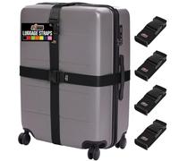 Gorilla Grip Heavy Duty 4 Pack Adjustable Luggage Straps for Suitcases, Easy to Identify Travel Belt Connector Holds Suitcase Together, Extends Life of Bag, Strap Connects Two Bags, Accessories, Black