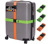 GORILLA GRIP Heavy Duty Adjustable Luggage Straps for Suitcases, Easy to Identify Travel Belt Connector Holds Suitcase Together, Extends Life of Bag, Strap Connects Two Bags, Accessories, Green/Orange