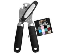 The Original GORILLA GRIP Heavy Duty Stainless Steel Smooth Edge Manual Can Opener and Bottle Openers, Soft Handle, Rust Proof Oversized Handheld Easy Turn Knob, Multifunctional Kitchen Tool, Black