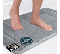 Gorilla Grip Memory Foam Bathroom Rug, Soft Absorbent Comfortable Bath Mat, Dots on Underside, Machine Wash Bathmat, Cushioned Shower Floor Carpet Rugs, Room Accessories, 24x17 Graphite Gray