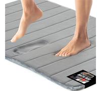 Gorilla Grip Memory Foam Bathroom Rug, Soft Absorbent Comfortable Bath Mat, Dots on Underside, Machine Wash Bathmat, Cushioned Shower Floor Carpet Rugs, Room Accessories, 24x17 Graphite Gray