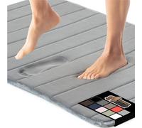 Gorilla Grip Memory Foam Bathroom Rug, Soft Absorbent Comfortable Bath Mat, Dots on Underside, Machine Wash Bathmat, Cushioned Shower Floor Carpet Rugs, Room Accessories, 24x17 Graphite Gray