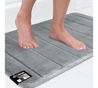 Gorilla Grip Memory Foam Bathroom Rug, Soft Absorbent Comfortable Bath Mat, Dots on Underside, Machine Wash Bathmat, Cushioned Shower Floor Carpet Rugs, Room Accessories, 24x17 Graphite Gray