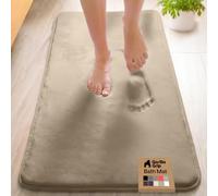 GORILLA GRIP memory foam bath mat, soft absorbent velvet bathroom mats, durable dots on the bottom, machine washable bath mat, carpet room decor for shower bathtub floor RV, 48x24 mats, Taupe