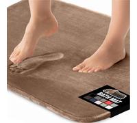 GORILLA GRIP memory foam bath mat, soft absorbent velvet bathroom mats, durable dots on the bottom, machine washable bath mat, carpet room decor for shower bathtub floor RV, 48x24 mats, Taupe