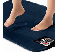 GORILLA GRIP Memory Foam Bath Rugs, Soft Absorbent Velvet Bathroom Mats, Durable Dots on Underside, Machine Washable Bathmat, Carpet Rug Room Decor for Shower Floor, 24x17 Mat, Navy Blue