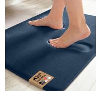GORILLA GRIP Memory Foam Bath Rugs, Soft Absorbent Velvet Bathroom Mats, Durable Dots on Underside, Machine Washable Bathmat, Carpet Rug Room Decor for Shower Floor, 24x17 Mat, Navy Blue