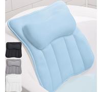 GORILLA GRIP Mesh Bath Pillow for Tub, 6 Powerful Suction Cups, Oversized Headrest with Breathable FlexComfort Technology for Neck, Head, Back Support, Luxury Machine Washable Bathtub Must Haves, Blue