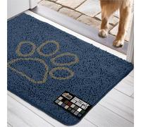 Gorilla Grip Original Indoor Durable Chenille Doormat, 24x17, Absorbent Machine Wash Inside Mats, Low-Profile Rug Doormats for Dogs Muddy Pawprints, Pet Entry, Back Door, Mud Room, Navy Cappuccino Paw