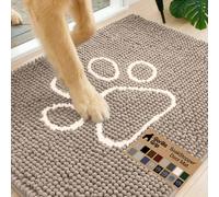 Gorilla Grip Original Indoor Durable Chenille Doormat, 24x17, Absorbent Machine Washable Inside Mats, Low-Profile Rug Doormats for Entry, Mud Room Mat, Back Door, Great for Dogs, Pets, Paw Beige Ivory