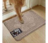 Gorilla Grip Original Indoor Durable Chenille Doormat, 24x17, Absorbent Machine Washable Inside Mats, Low-Profile Rug Doormats for Entry, Mud Room Mat, Back Door, Great for Dogs, Pets, Paw Beige Ivory
