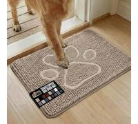 Gorilla Grip Original Indoor Durable Chenille Doormat, 24x17, Absorbent Machine Washable Inside Mats, Low-Profile Rug Doormats for Entry, Mud Room Mat, Back Door, Great for Dogs, Pets, Paw Beige Ivory