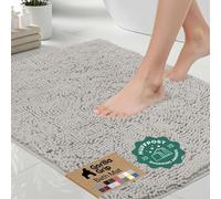Gorilla Grip Original Luxury Chenille Bathroom Rug Mat (24 x 17), Extra Soft and Absorbent Shaggy Rugs, Machine Wash/Dry, Perfect Plush Carpet Mats for Tub, Shower, and Bath Room (Light Gray)