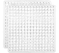 Gorilla Grip Original Patented Bath, Shower, Tub Mat, 21x21, Machine Washable, Antibacterial, BPA, Latex, Phthalate Free, Square Bathroom Mats with Drain Holes, Suction Cups, Pack of 2, Clear