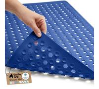 Gorilla Grip Original Patented Bath, Shower, Tub Mat, 35x16, Washable, Antibacterial, BPA, Latex, Phthalate Free, Bathtub Mats with Drain Holes, Suction Cups, XL Size Bathroom Mats, Royal Blue Opaque