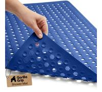 Gorilla Grip Original Patented Bath, Shower, Tub Mat, 35x16, Washable, Antibacterial, BPA, Latex, Phthalate Free, Bathtub Mats with Drain Holes, Suction Cups, XL Size Bathroom Mats, Royal Blue Opaque