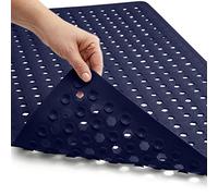 Gorilla Grip Original Patented Bath, Shower, Tub Mat, 35x16, Washable, Antibacterial, BPA, Latex, Phthalate Free, Bathtub Mats with Drain Holes, Suction Cups, XL Size Bathroom Mats, Navy Opaque