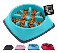 GORILLA GRIP Patent Pending Slow Feeder Dog Bowls, 4 Cup Interactive Puzzle Toy for Dogs and Cats Food Training, Keeps Pets Busy and Prevents Puppy Overeating, All Breeds, 100% BPA Free, Turquoise